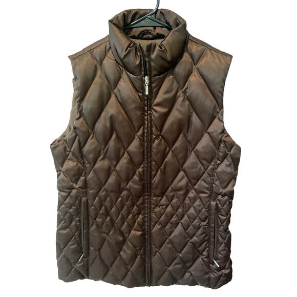 Lands End Women's Goose Down Chocolate Brown Quilted Puffer Vest Size Medium - Picture 1 of 6